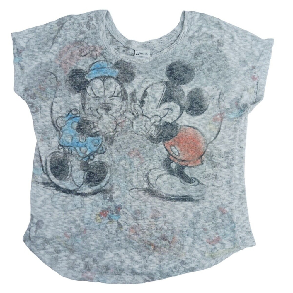 Disney Parks Mickey & Minnie KNIT TOP Plus Sz 1X Gray Dolman Sleeve SOUVENIR EUC